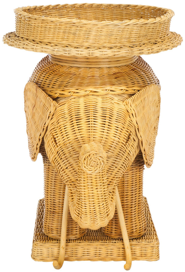 Safavieh Balford Sculptural Elephant Rattan Accent Table - Unique Organic Design For Stylish Living Spaces Natural SEA7038A