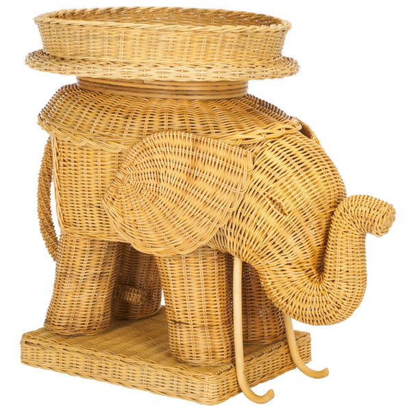 Safavieh Balford Sculptural Elephant Rattan Accent Table - Unique Organic Design For Stylish Living Spaces Natural SEA7038A