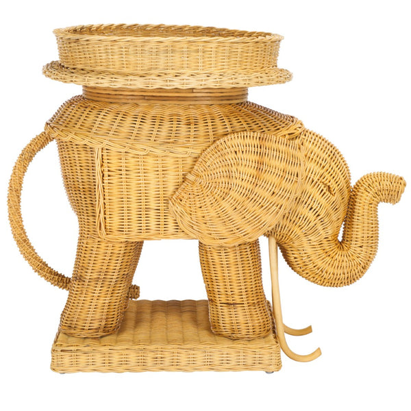 Safavieh Balford Sculptural Elephant Rattan Accent Table - Unique Organic Design For Stylish Living Spaces Natural SEA7038A