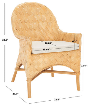 Safavieh Chorus Woven Dining Chair With Cushioned Comfort - Coastal Rattan & Abaca Design For Stylish Dining SEA7039A