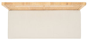 Safavieh Civility Coastal-Inspired Antique Webbing Sofa Bench - Durable Mahogany, Soft White Cushion Seating SEA7040A