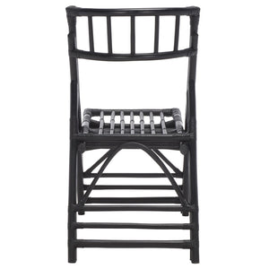 Safavieh MAJA RATTAN FOLDING ACCENT CHAIR - Stylish Minimalist Design for Indoor and Outdoor Versatility Black SEA7042A-SET2