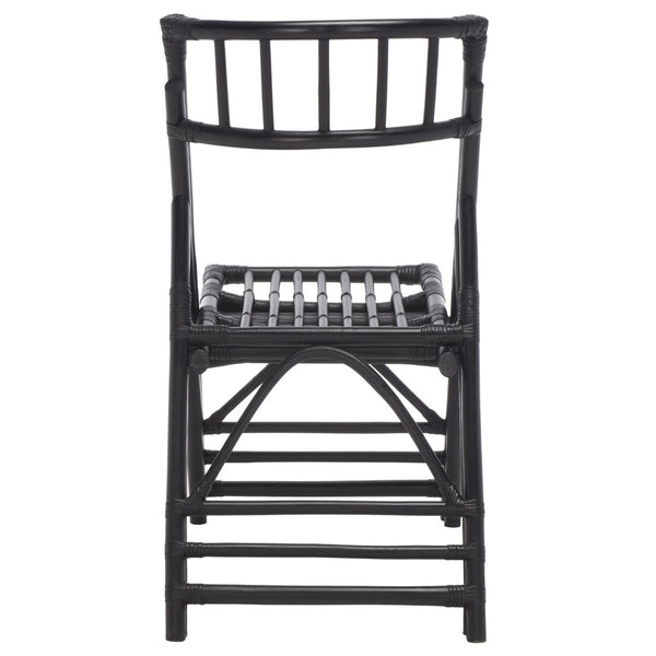 Safavieh MAJA RATTAN FOLDING ACCENT CHAIR - Stylish Minimalist Design for Indoor and Outdoor Versatility Black SEA7042A-SET2