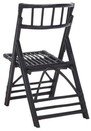 Safavieh MAJA RATTAN FOLDING ACCENT CHAIR - Stylish Minimalist Design for Indoor and Outdoor Versatility Black SEA7042A-SET2
