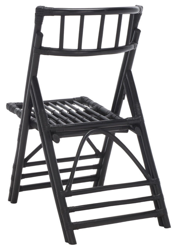 Safavieh MAJA RATTAN FOLDING ACCENT CHAIR - Stylish Minimalist Design for Indoor and Outdoor Versatility Black SEA7042A-SET2
