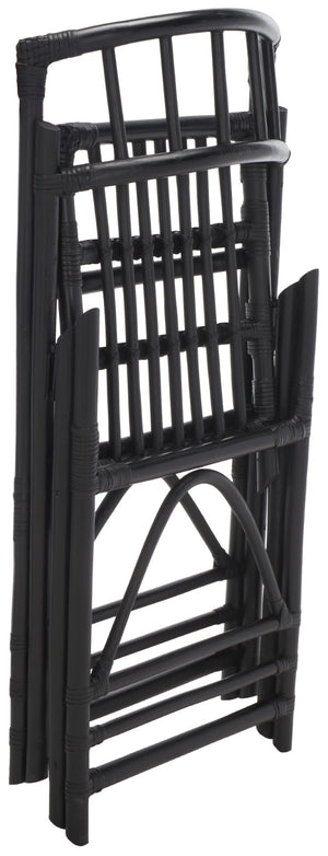 Safavieh MAJA RATTAN FOLDING ACCENT CHAIR - Stylish Minimalist Design for Indoor and Outdoor Versatility Black SEA7042A-SET2