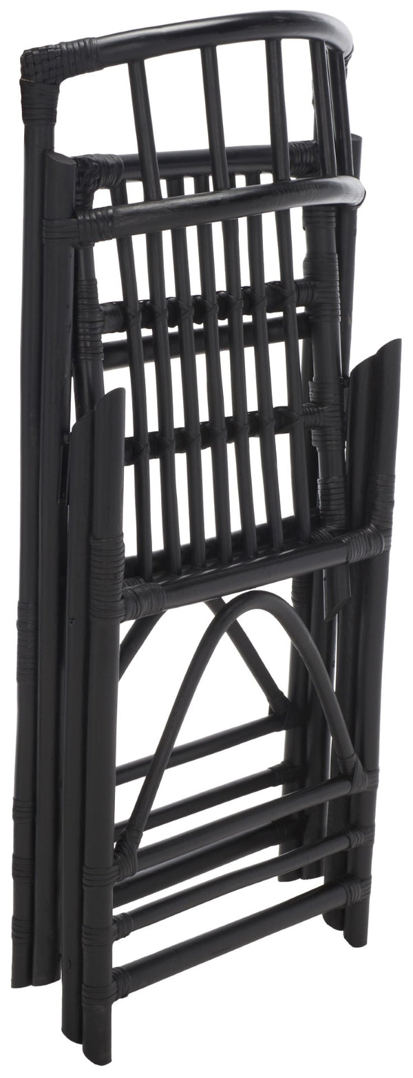 Safavieh MAJA RATTAN FOLDING ACCENT CHAIR - Stylish Minimalist Design for Indoor and Outdoor Versatility Black SEA7042A-SET2