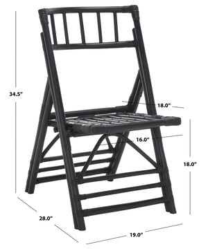 Safavieh MAJA RATTAN FOLDING ACCENT CHAIR - Stylish Minimalist Design for Indoor and Outdoor Versatility Black SEA7042A-SET2