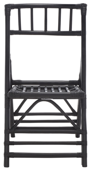 Safavieh MAJA RATTAN FOLDING ACCENT CHAIR - Stylish Minimalist Design for Indoor and Outdoor Versatility Black SEA7042A-SET2