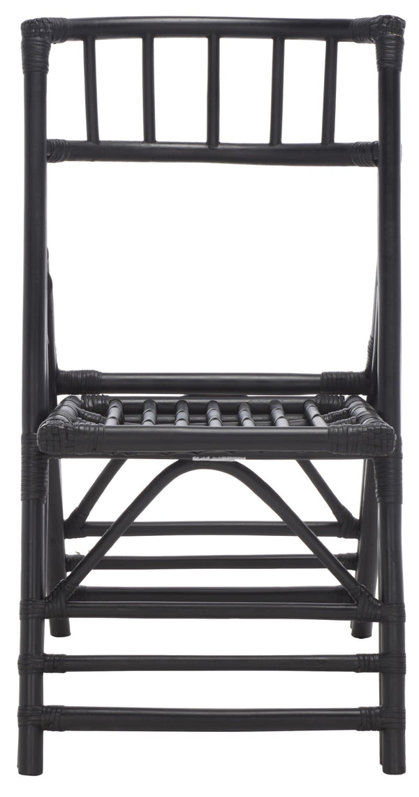 Safavieh MAJA RATTAN FOLDING ACCENT CHAIR - Stylish Minimalist Design for Indoor and Outdoor Versatility Black SEA7042A-SET2
