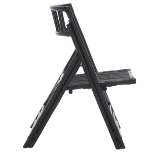 Safavieh MAJA RATTAN FOLDING ACCENT CHAIR - Stylish Minimalist Design for Indoor and Outdoor Versatility Black SEA7042A-SET2