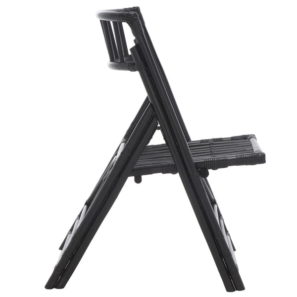 Safavieh MAJA RATTAN FOLDING ACCENT CHAIR - Stylish Minimalist Design for Indoor and Outdoor Versatility Black SEA7042A-SET2