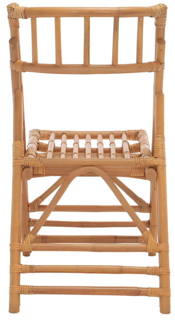 Safavieh MAJA RATTAN FOLDING ACCENT CHAIR - Stylish Minimalist Design for Indoor and Outdoor Versatility Honey SEA7042B-SET2