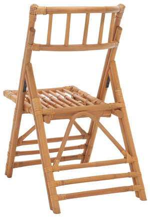 Safavieh MAJA RATTAN FOLDING ACCENT CHAIR - Stylish Minimalist Design for Indoor and Outdoor Versatility Honey SEA7042B-SET2