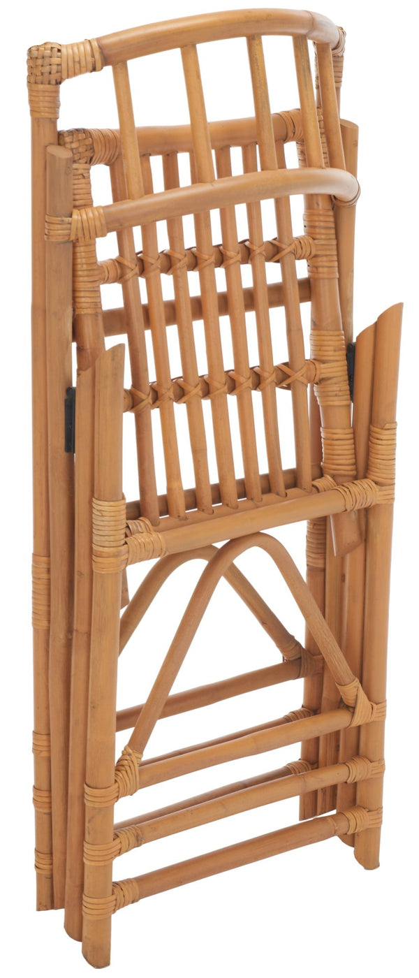 Safavieh MAJA RATTAN FOLDING ACCENT CHAIR - Stylish Minimalist Design for Indoor and Outdoor Versatility Honey SEA7042B-SET2