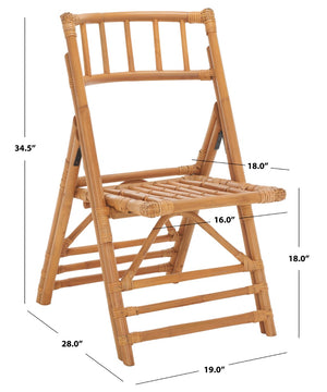 Safavieh MAJA RATTAN FOLDING ACCENT CHAIR - Stylish Minimalist Design for Indoor and Outdoor Versatility Honey SEA7042B-SET2