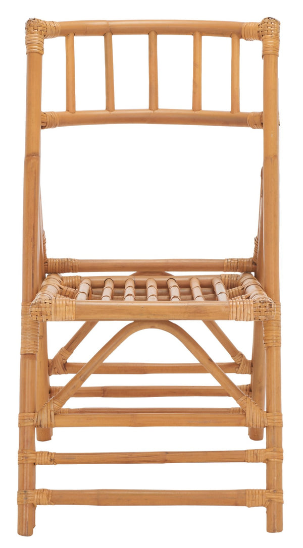Safavieh MAJA RATTAN FOLDING ACCENT CHAIR - Stylish Minimalist Design for Indoor and Outdoor Versatility Honey SEA7042B-SET2