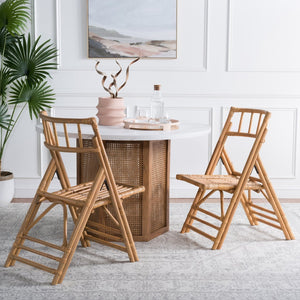 Safavieh MAJA RATTAN FOLDING ACCENT CHAIR - Stylish Minimalist Design for Indoor and Outdoor Versatility Honey SEA7042B-SET2