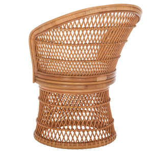 Safavieh Iola Swivel Accent Chair W/ Cushion XII23 Natural / White Rattan SEA7043A