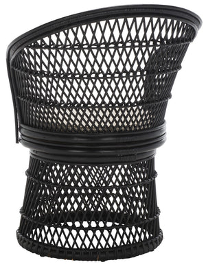 Safavieh Iola Swivel Accent Chair W/ Cushion XII23 Black / White Rattan SEA7043B