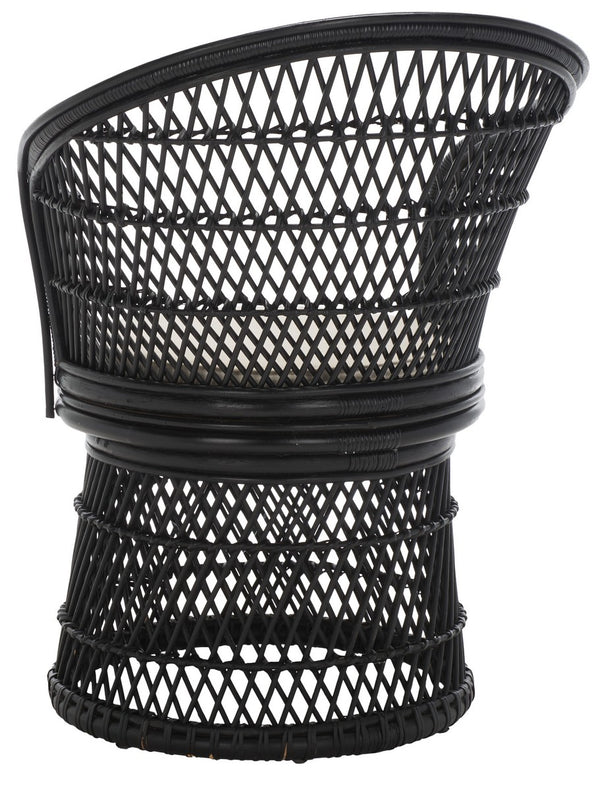 Safavieh Iola Swivel Accent Chair W/ Cushion XII23 Black / White Rattan SEA7043B