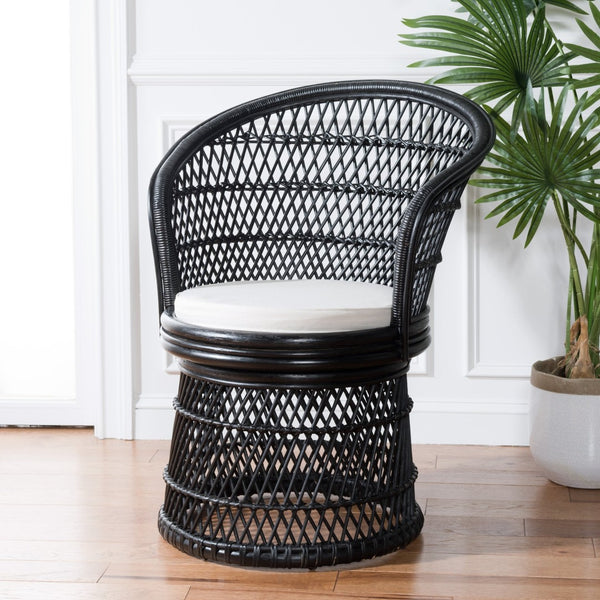 Safavieh Iola Swivel Accent Chair - Coastal Elegance With Plush Cushion For Stylish Living Spaces And Nooks Black / White SEA7043B