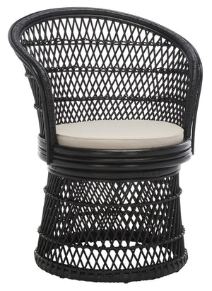 Safavieh Iola Swivel Accent Chair W/ Cushion XII23 Black / White Rattan SEA7043B