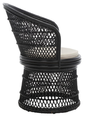 Safavieh Iola Swivel Accent Chair W/ Cushion XII23 Black / White Rattan SEA7043B