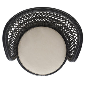 Safavieh Iola Swivel Accent Chair W/ Cushion XII23 Black / White Rattan SEA7043B