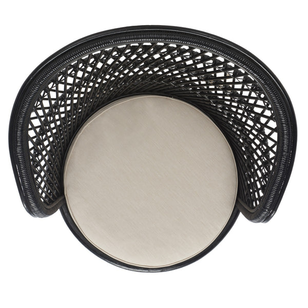 Safavieh Iola Swivel Accent Chair W/ Cushion XII23 Black / White Rattan SEA7043B