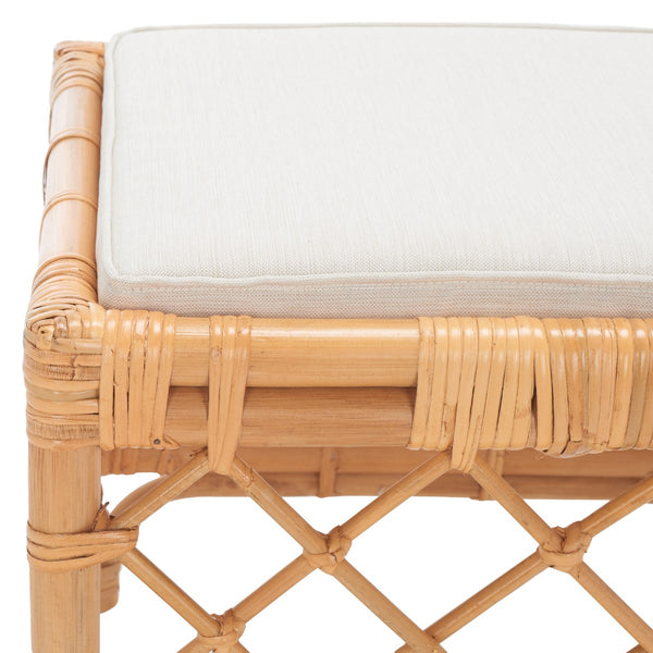 Safavieh Larroux Rattan Ottoman W/ Cushion XII23 Honey / White Rattan SEA7044A