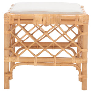 Safavieh Larroux Rattan Ottoman W/ Cushion XII23 Honey / White Rattan SEA7044A