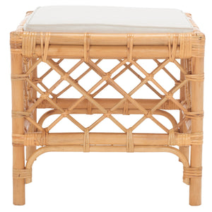Safavieh Larroux Rattan Ottoman W/ Cushion XII23 Honey / White Rattan SEA7044A