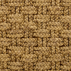 Trishan Woven Stool With Handwoven Water Hyacinth & Abaca On Mahogany Frame — Durable, Cozy Accent Seat