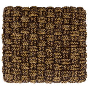 Trishan Woven Stool With Handwoven Water Hyacinth & Abaca On Mahogany Frame — Durable, Cozy Accent Seat