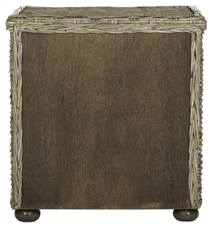 Safavieh Lagos Natural Grey Wicker Nightstand – Coastal Charm With Drawer & Open Shelf For Stylish Storage SEA8000A