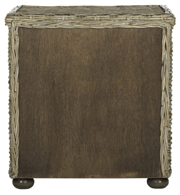 Safavieh Lagos Natural Grey Wicker Nightstand – Coastal Charm With Drawer & Open Shelf For Stylish Storage SEA8000A