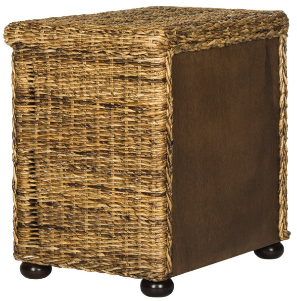 Safavieh Magi Natural Brown Wicker Nightstand With Drawer & Open Storage - Tropical Style For Bedroom Decor SEA8001A