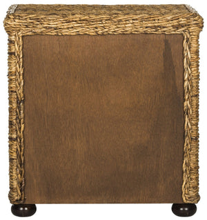 Safavieh Magi Natural Brown Wicker Nightstand With Drawer & Open Storage - Tropical Style For Bedroom Decor SEA8001A