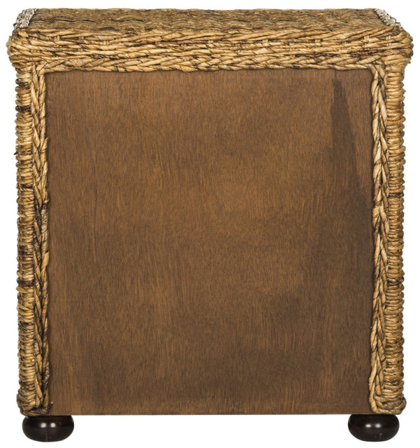 Safavieh Magi Natural Brown Wicker Nightstand With Drawer & Open Storage - Tropical Style For Bedroom Decor SEA8001A