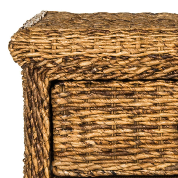 Safavieh Magi Natural Brown Wicker Nightstand With Drawer & Open Storage - Tropical Style For Bedroom Decor SEA8001A