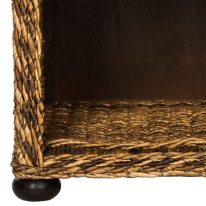 Safavieh Magi Natural Brown Wicker Nightstand With Drawer & Open Storage - Tropical Style For Bedroom Decor SEA8001A