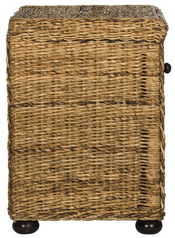 Safavieh Magi Natural Brown Wicker Nightstand With Drawer & Open Storage - Tropical Style For Bedroom Decor SEA8001A