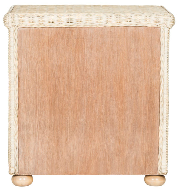 Safavieh Adira Handcrafted White-Wash Wicker Nightstand With Drawer & Open Storage For Coastal Elegance SEA8002A