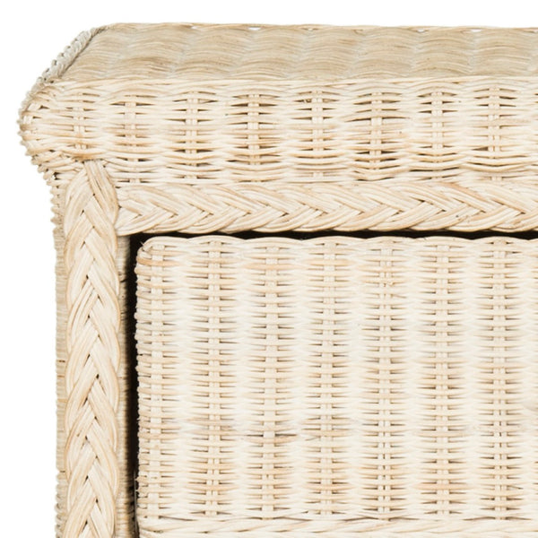 Safavieh Adira Handcrafted White-Wash Wicker Nightstand With Drawer & Open Storage For Coastal Elegance SEA8002A