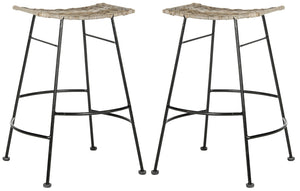 Safavieh ATARA Grey Barstools - Contemporary Design with Durable Woven Fabric for Stylish Seating Solutions SEA8006A-SET2