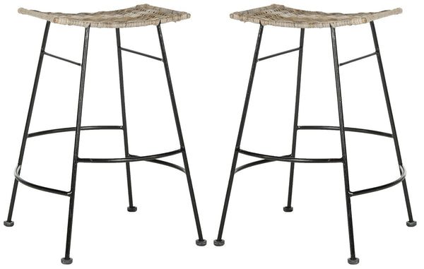 Safavieh ATARA Grey Barstools - Contemporary Design with Durable Woven Fabric for Stylish Seating Solutions SEA8006A-SET2