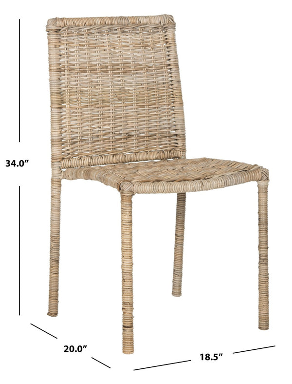 Safavieh MAKASSAR Side Chairs - Grey Kubu Weave Accent Chair with Durable Aluminum Frame for Stylish Interiors SEA8008A-SET2