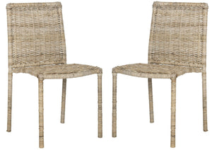 Safavieh MAKASSAR Side Chairs - Grey Kubu Weave Accent Chair with Durable Aluminum Frame for Stylish Interiors SEA8008A-SET2