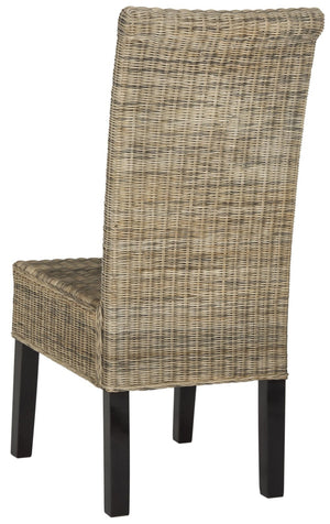 Safavieh ARJUN Wicker Dining Chairs – Artisan Crafted Comfort with Coastal Charm for Elegant Dining Spaces Grey SEA8013A-SET2